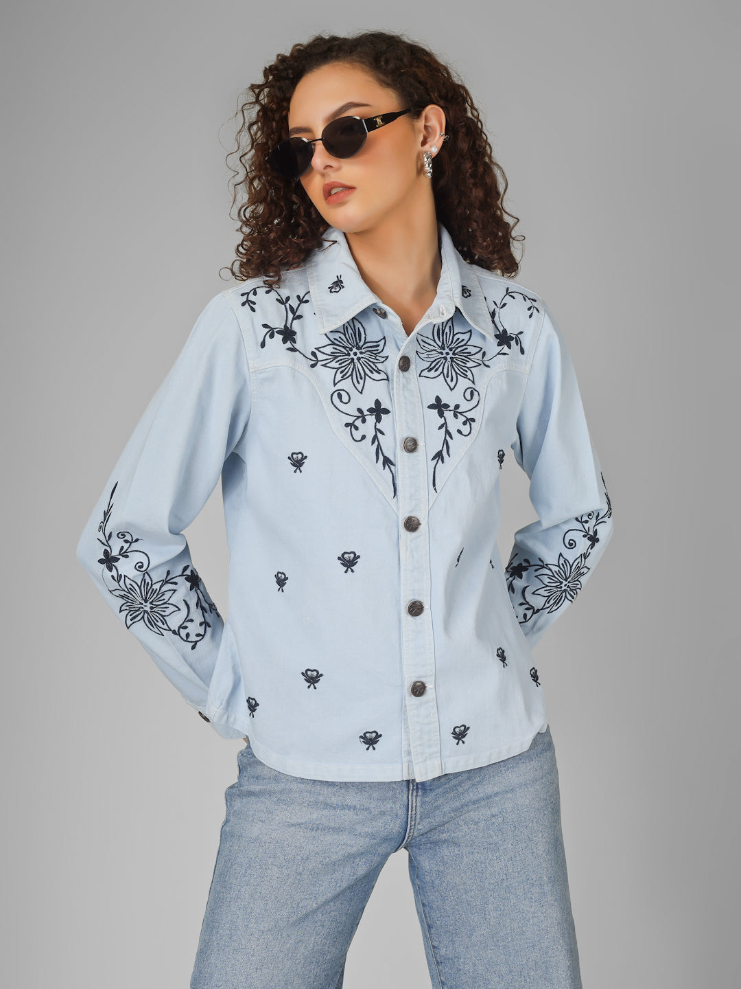 Embroidered Denim Shirt