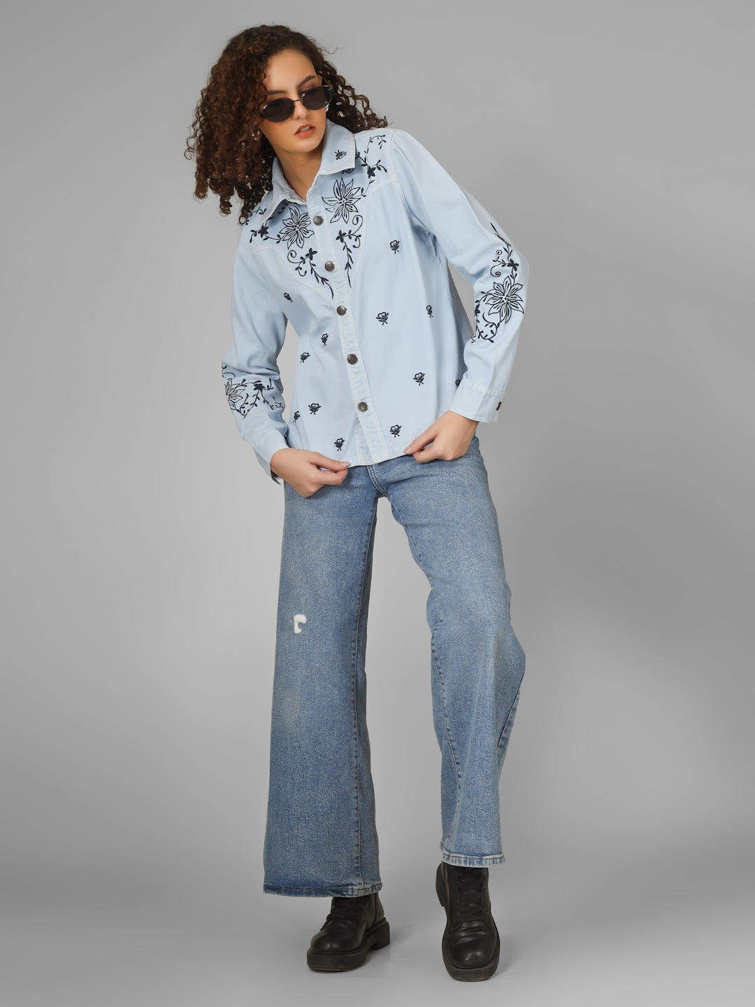 Embroidered Denim Shirt