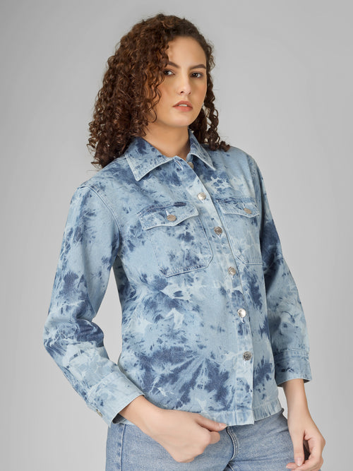 Tie Dye Denim Shacket Women