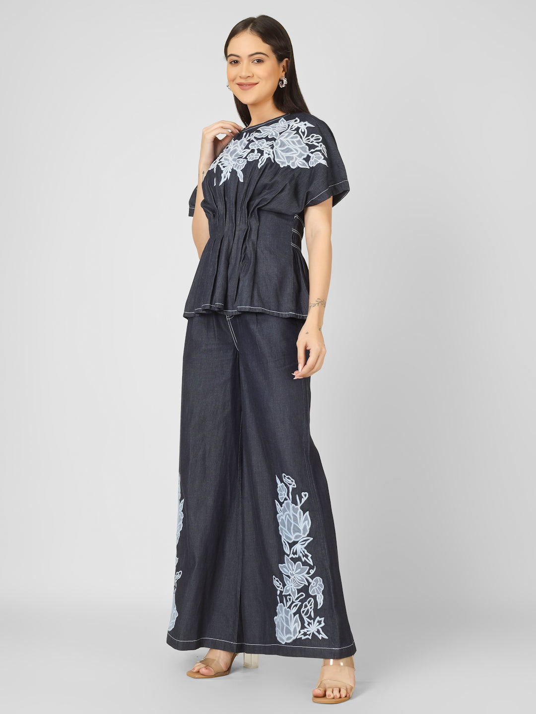 Denim Embroidered Co-ord Set