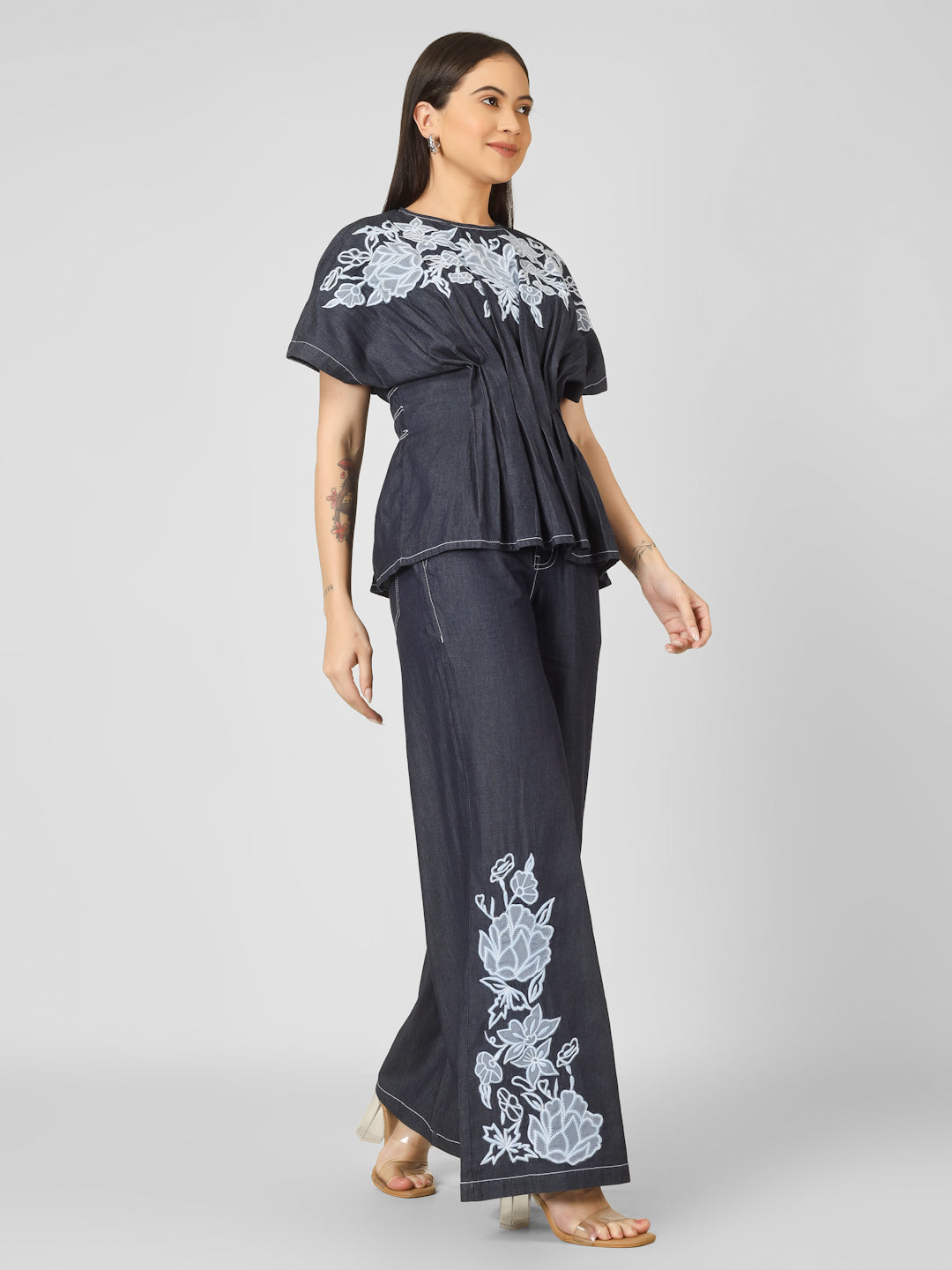 Denim Embroidered Co-ord Set