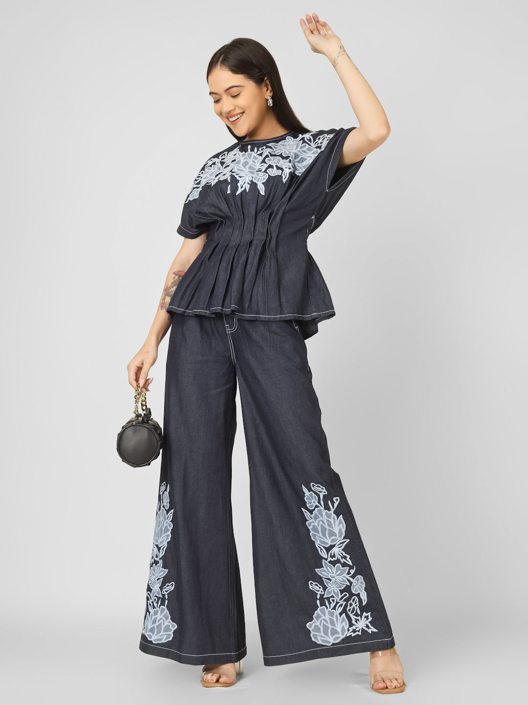 Denim Embroidered Co-ord Set