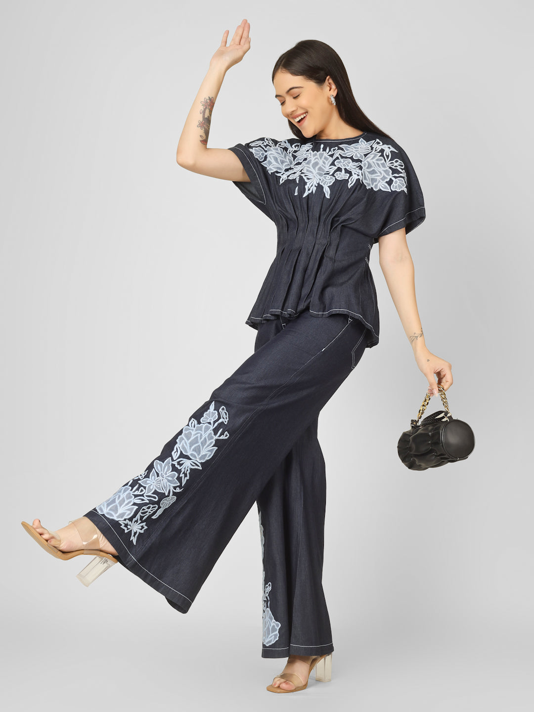 Denim Embroidered Co-ord Set