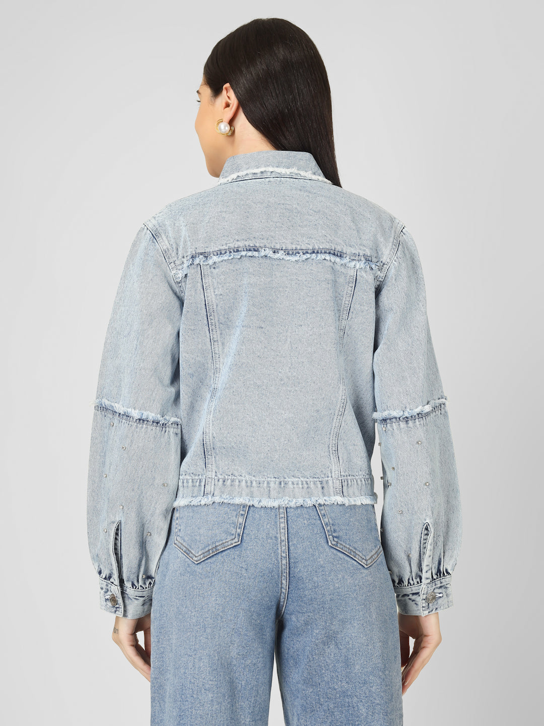 Light Blue Distressed Denim Jacket