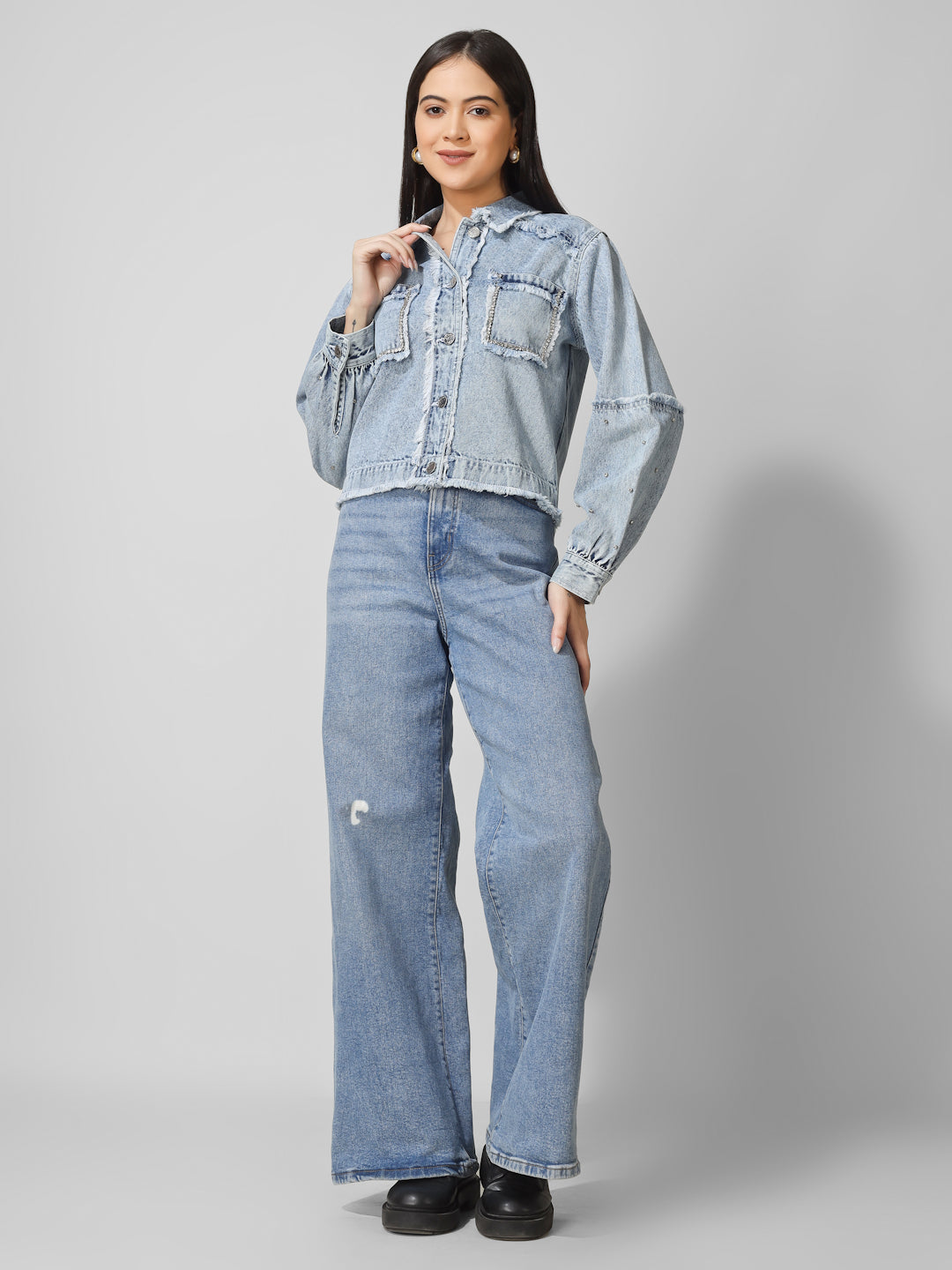 Light Blue Distressed Denim Jacket