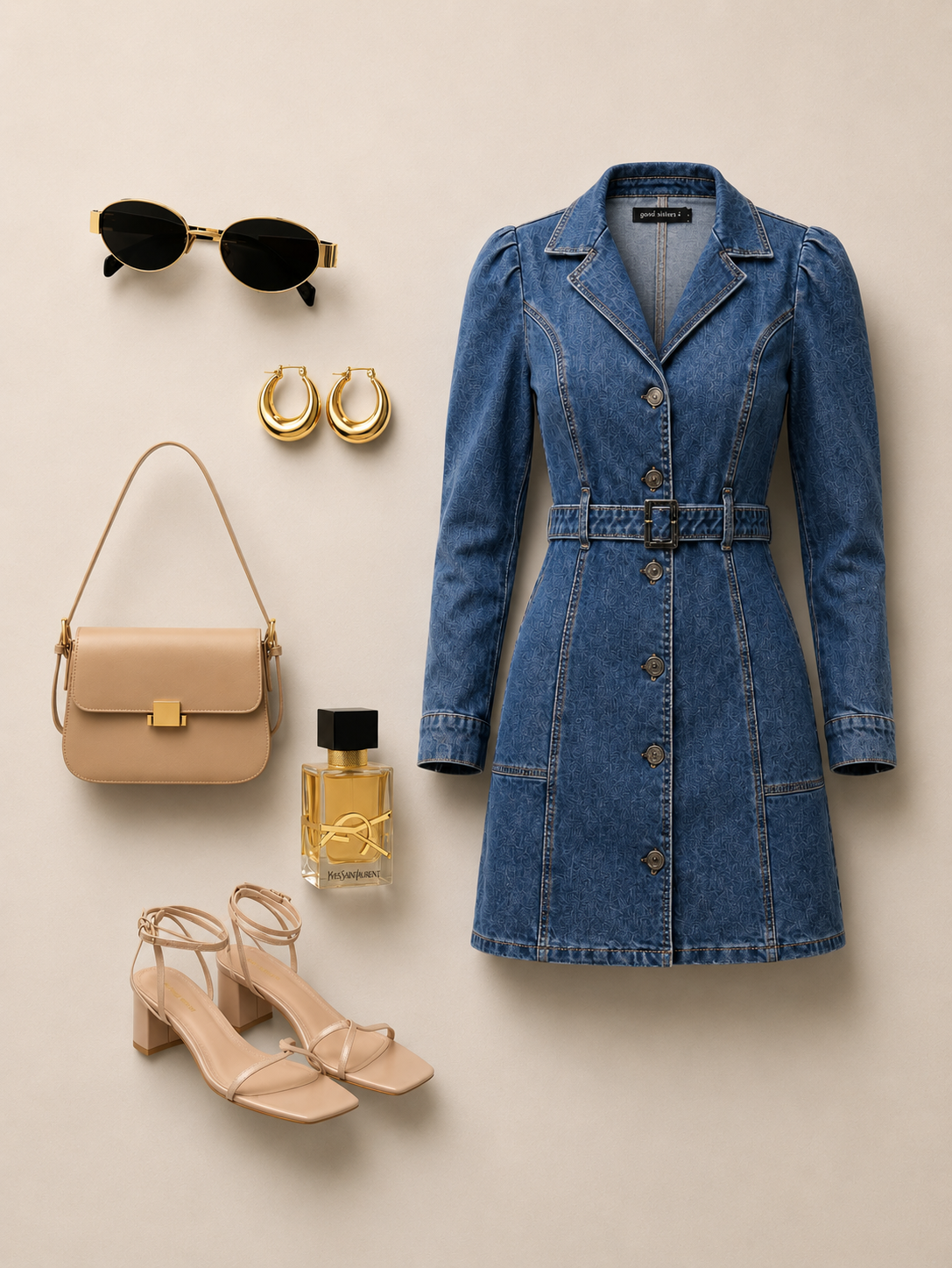 Women Blue Solid Denim Bodycon Belted Button-Down Shirt Dress