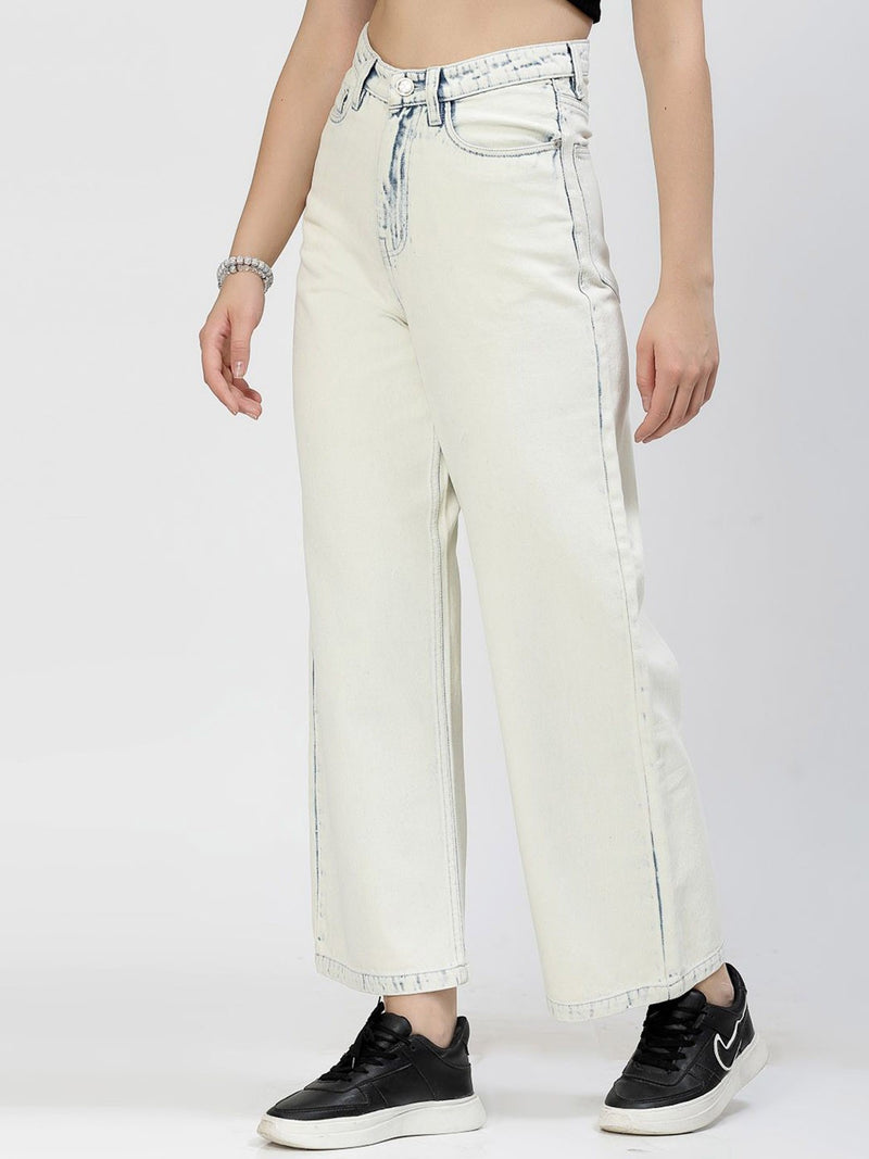 Women Smart Straight Fit High-Rise Acid Wash Jeans
