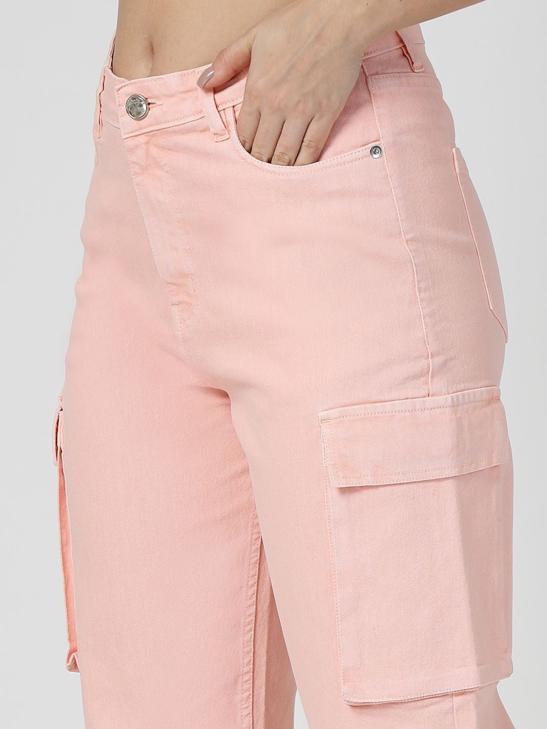 Women Relaxed Straight Leg Loose Fit Cargos Trousers