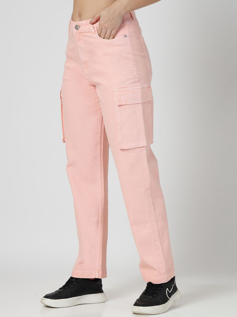 Women Relaxed Straight Leg Loose Fit Cargos Trousers
