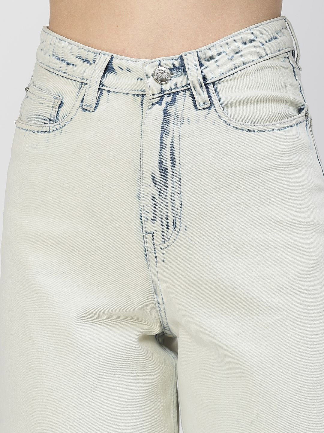 Women Smart Straight Fit High-Rise Acid Wash Jeans
