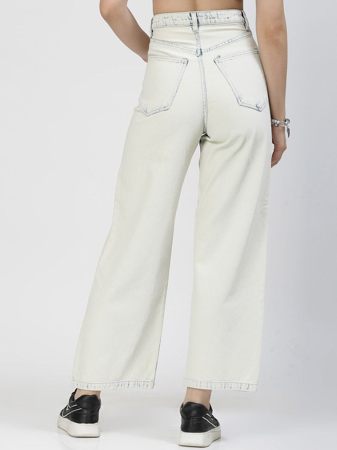 Women Smart Straight Fit High-Rise Acid Wash Jeans