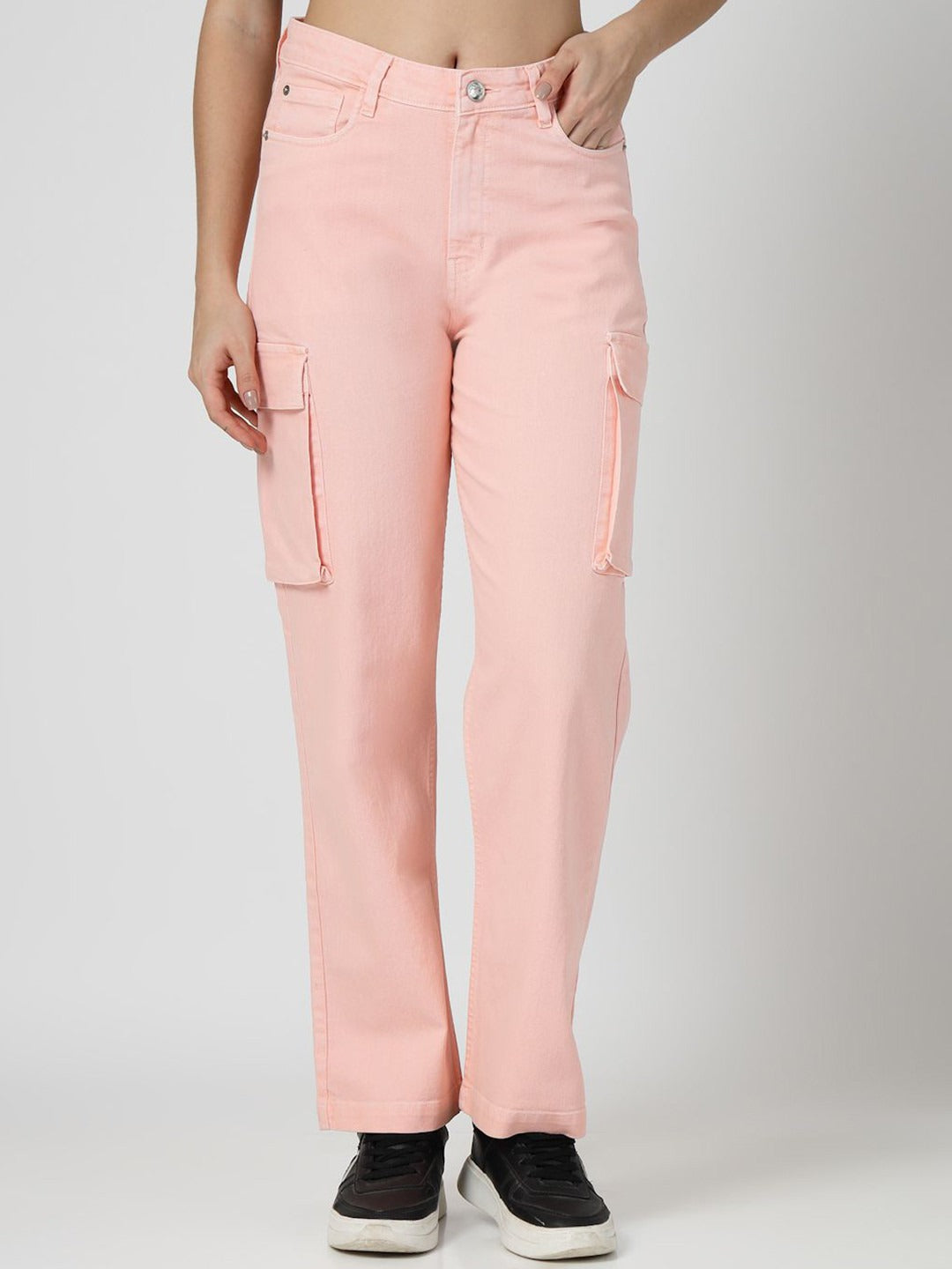 Women Relaxed Straight Leg Loose Fit Cargos Trousers