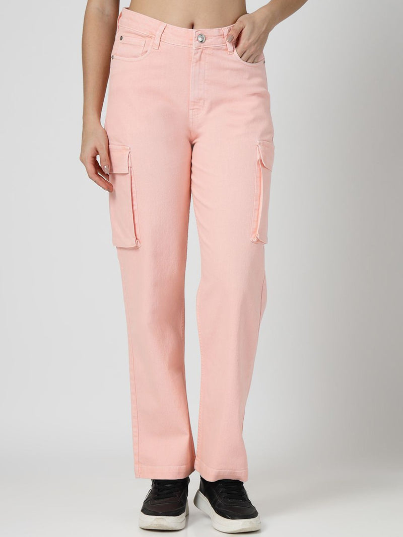 Women Relaxed Straight Leg Loose Fit Cargos Trousers