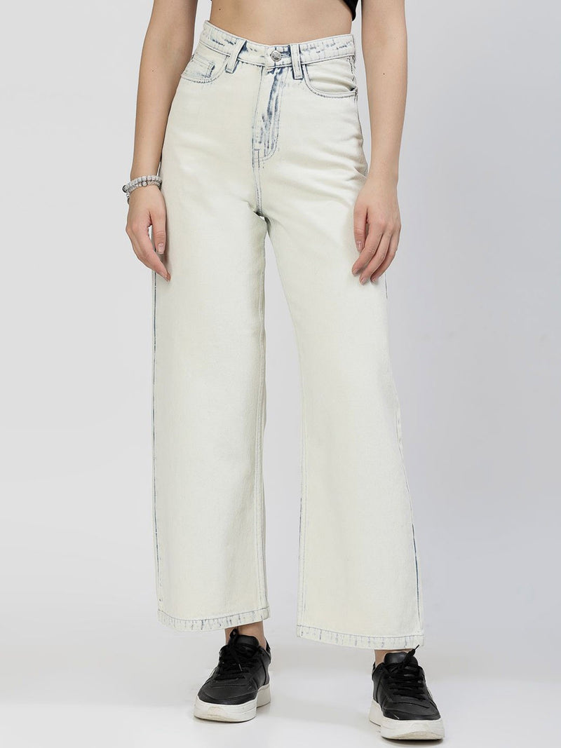 Women Smart Straight Fit High-Rise Acid Wash Jeans